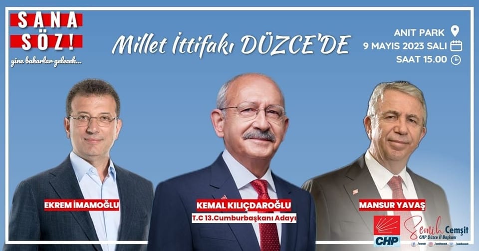 MİLLET İTTİFAKI, BUGÜN DÜZCE’YE GELİYOR!